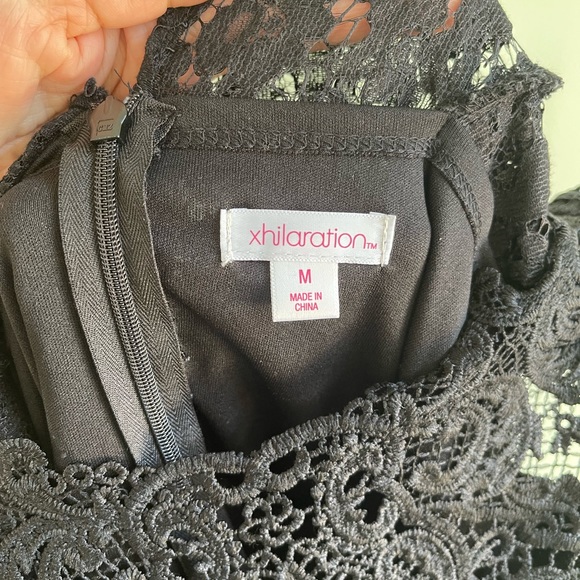 Xhilaration Wide Leg Jumpsuit w Lace Top Black-Medium - Picture 14 of 16